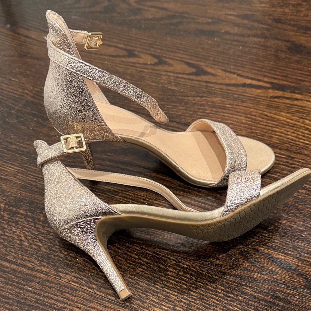 BP Glittering Rose Gold Strappy Heels